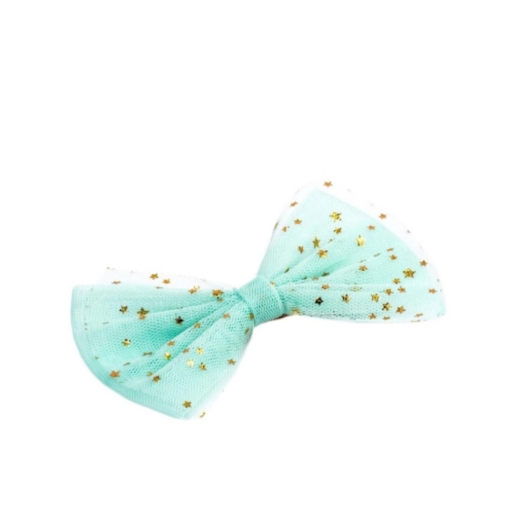 TWINKLY TULLE GREEN HAIR CLIPS